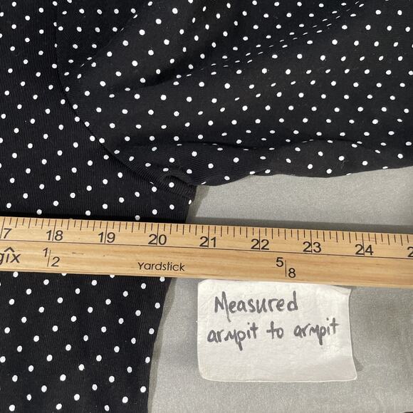 Black White Polka Dot Tee Top Womens Size XL Knit Classic Basic Cotton Preppy - Picture 8 of 10